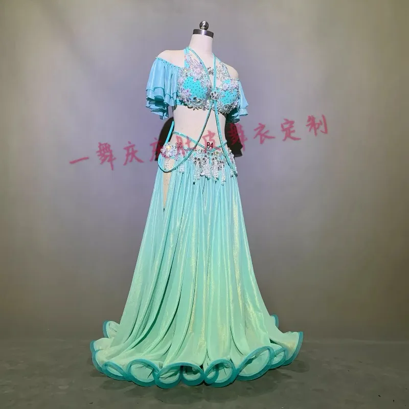 Sukienka do tańca brzucha na zamówienie, damski kostium do tańca orientalnego, indyjskiego i egipskiego, duża spódnica, otwarty biustonosz do tańca brzucha.