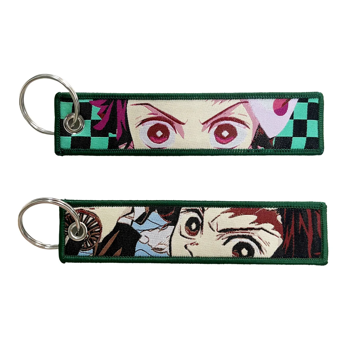 Demon Slayer Tanjirou Nezuko Zenitsu Inosuke Anime panno tessuto etichetta portachiavi borsa portachiavi accessori giocattoli decorazione regali