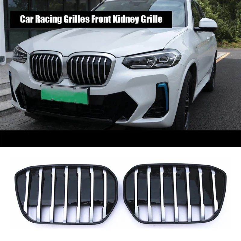 2Pcs Car Racing Grilles Front Kidney Grille for BMW IX3 2022 Car Bumper Hood Mesh Air Vent Radiator Cover Grid Body