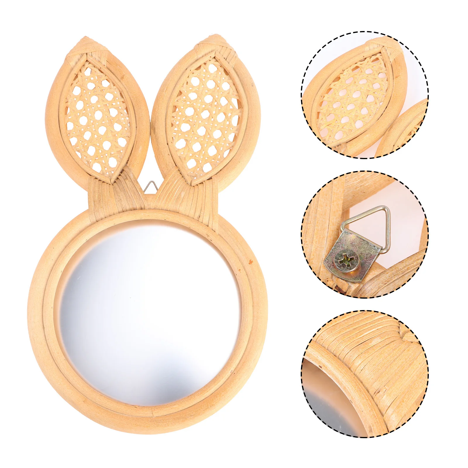 1 個ヨーロッパスタイル籐織化粧鏡壁掛け装飾ミラー手作り繊細な壁アート家の装飾浴室