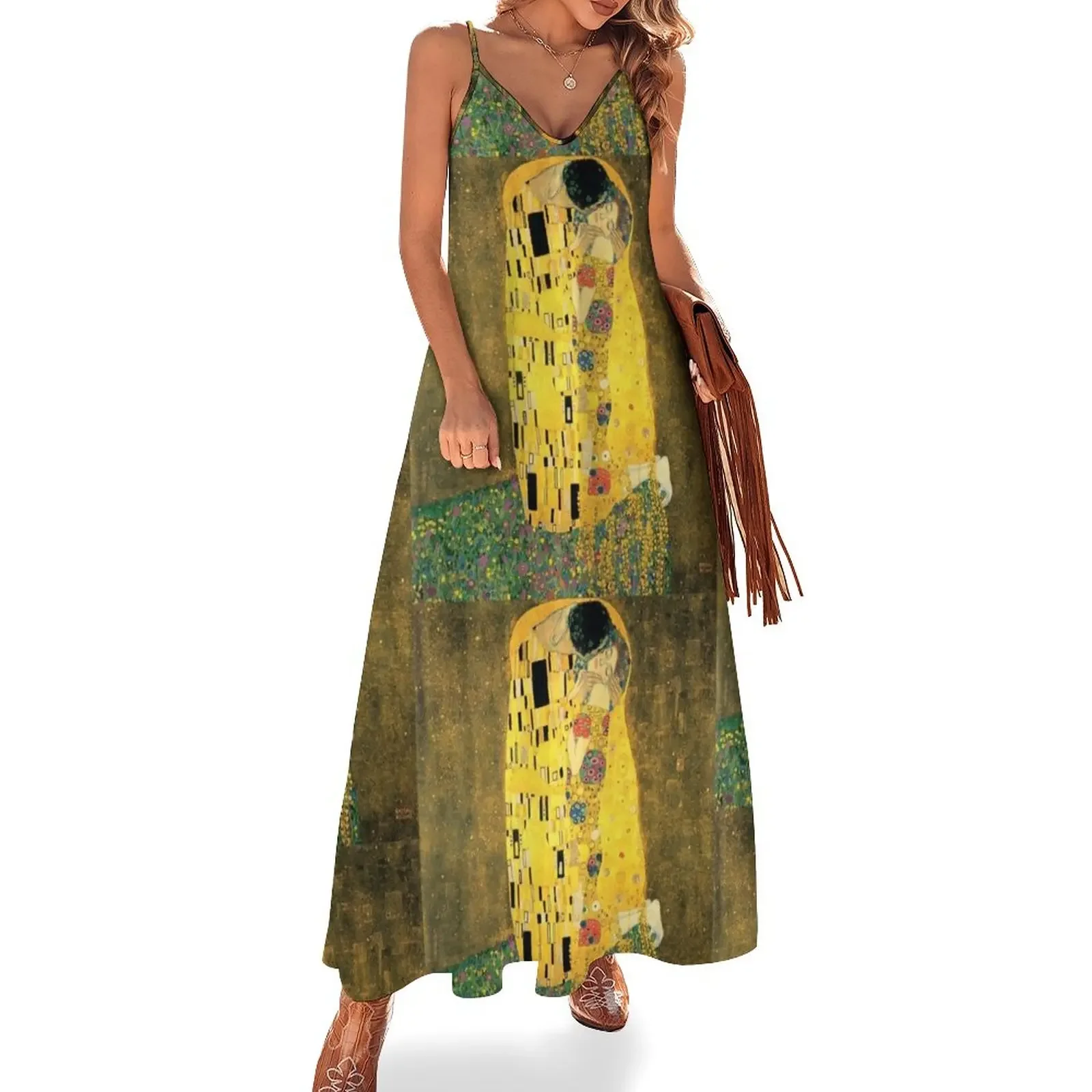 

The Kiss - Gustav Klimt Sleeveless Dress Summer dresses for women african dresses for woman Party dresses for women Dress
