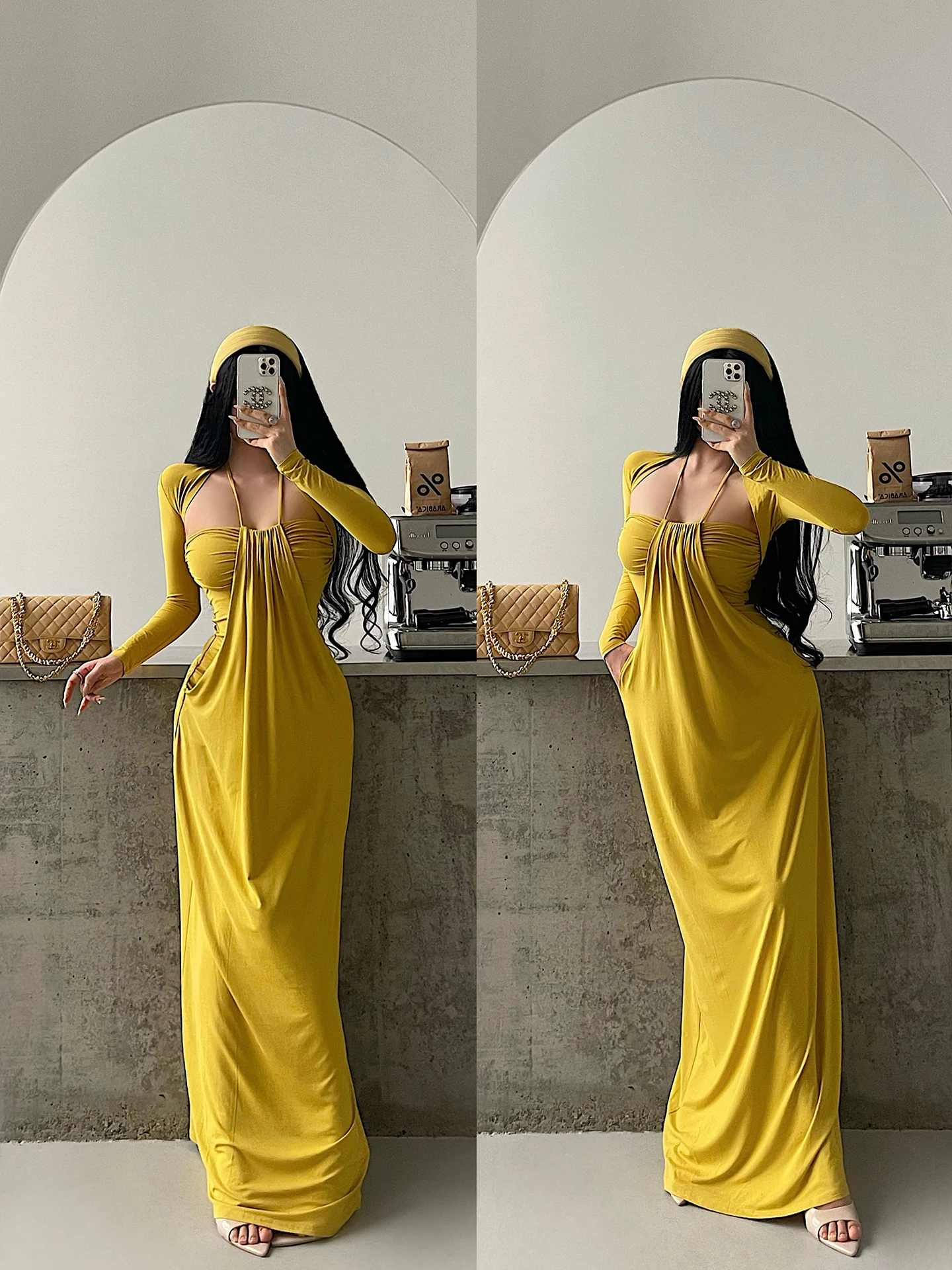 

Сексуальное платье Pure Desire Sle Long Sve Wrap Ne длиной до пола Dr Young Girl Day Set Китайское происхождение Взрослые женщины Faion