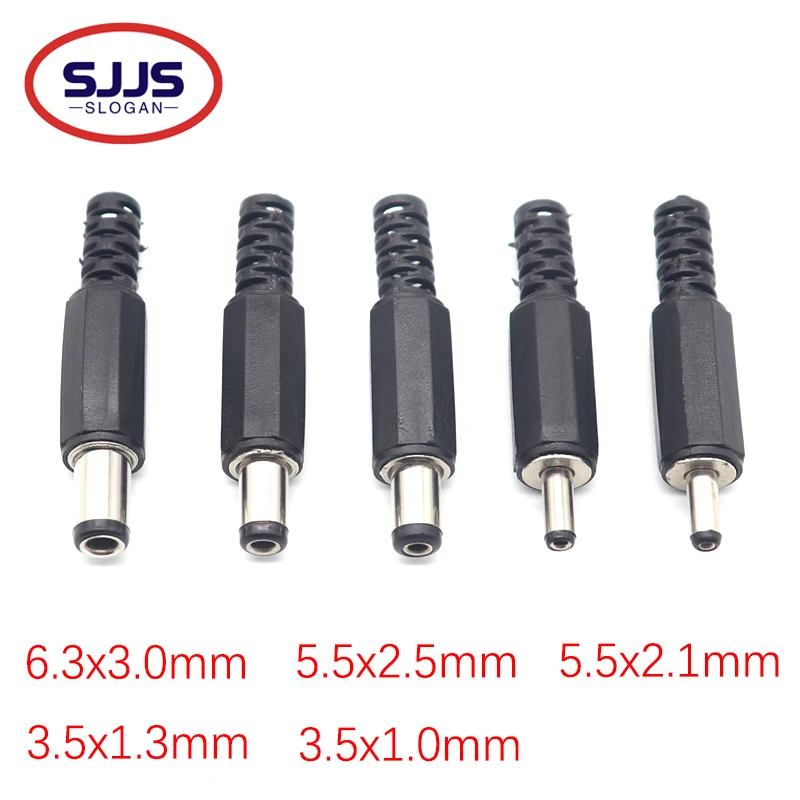 【10-5PCS】DC żeńskie męskie złącza wtykowe zasilacza 5.5x2.1 5.5x2.5 3.5*1.35 6.3*3.0mm żeńskie męskie gniazdo Jack Adapter Wire