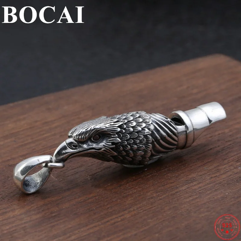 

BOCAI S925 Sterling Silver Pendants for Women Men New Fashion Whistle Eagle Argentum Punk Jewelry Free Shipping