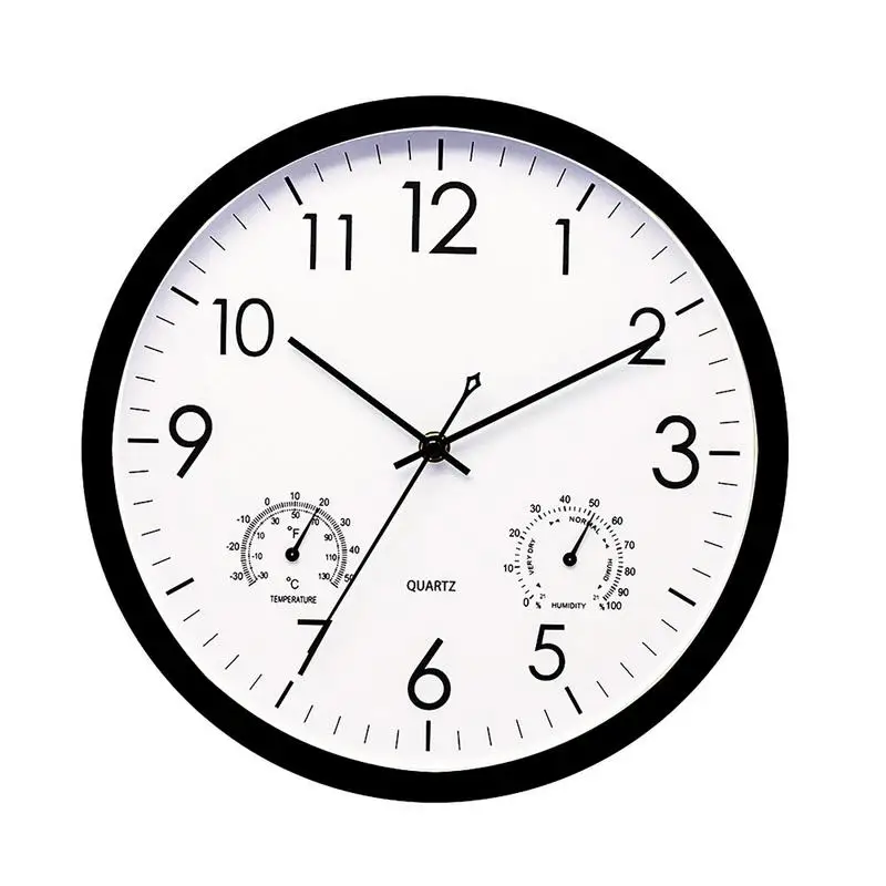 

Outdoor Clocks Modern Design Wall Clock 12in Outdoor Clock With Temperature And Humidity Weatherproof for Indoors and Outdoors