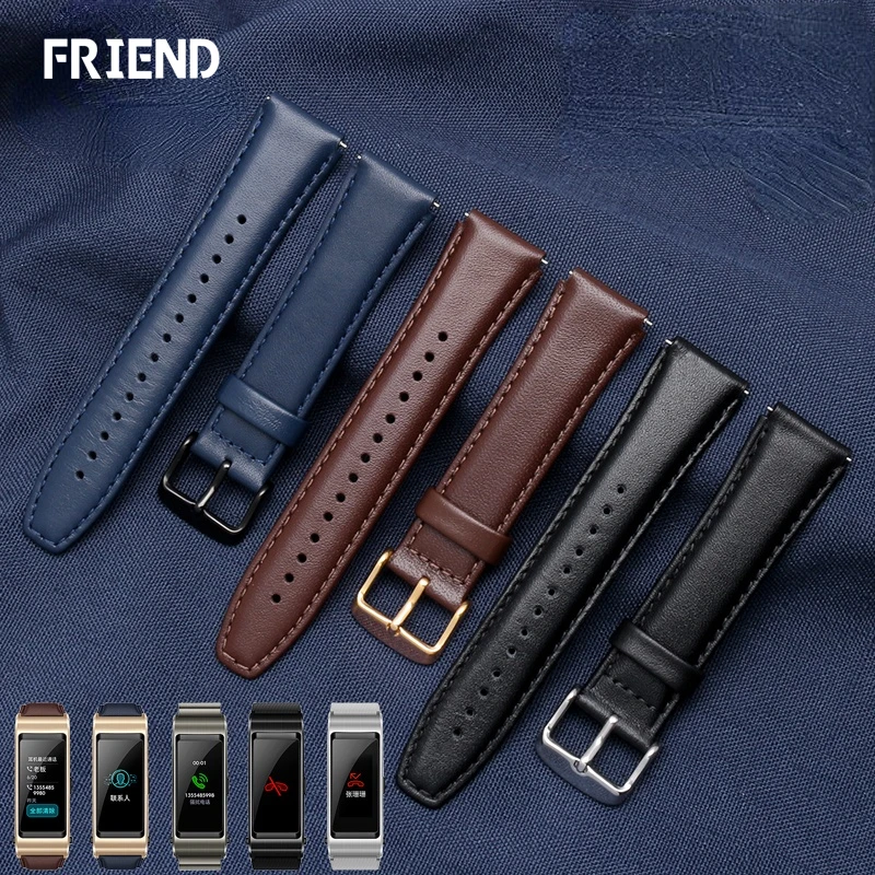 for Huawei B5 Bracelet Watch Strap Smart Sports Version Wrist Strap Steel Belt Men\'s Business Version Genuine Leather Watch Band