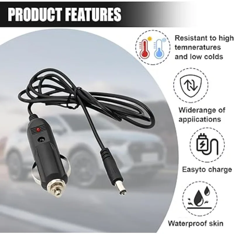 6pcs 12V Car Charger Adapter Car Cigarette Lighter Male Plug to DC Connector Power Cable for Walkie Talkie