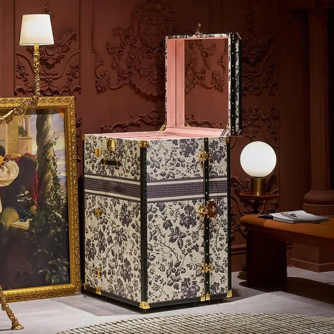 Italian minimalist retro printing cosmetic cabinet, removable Italian hard box side cabinet, locker, dresser