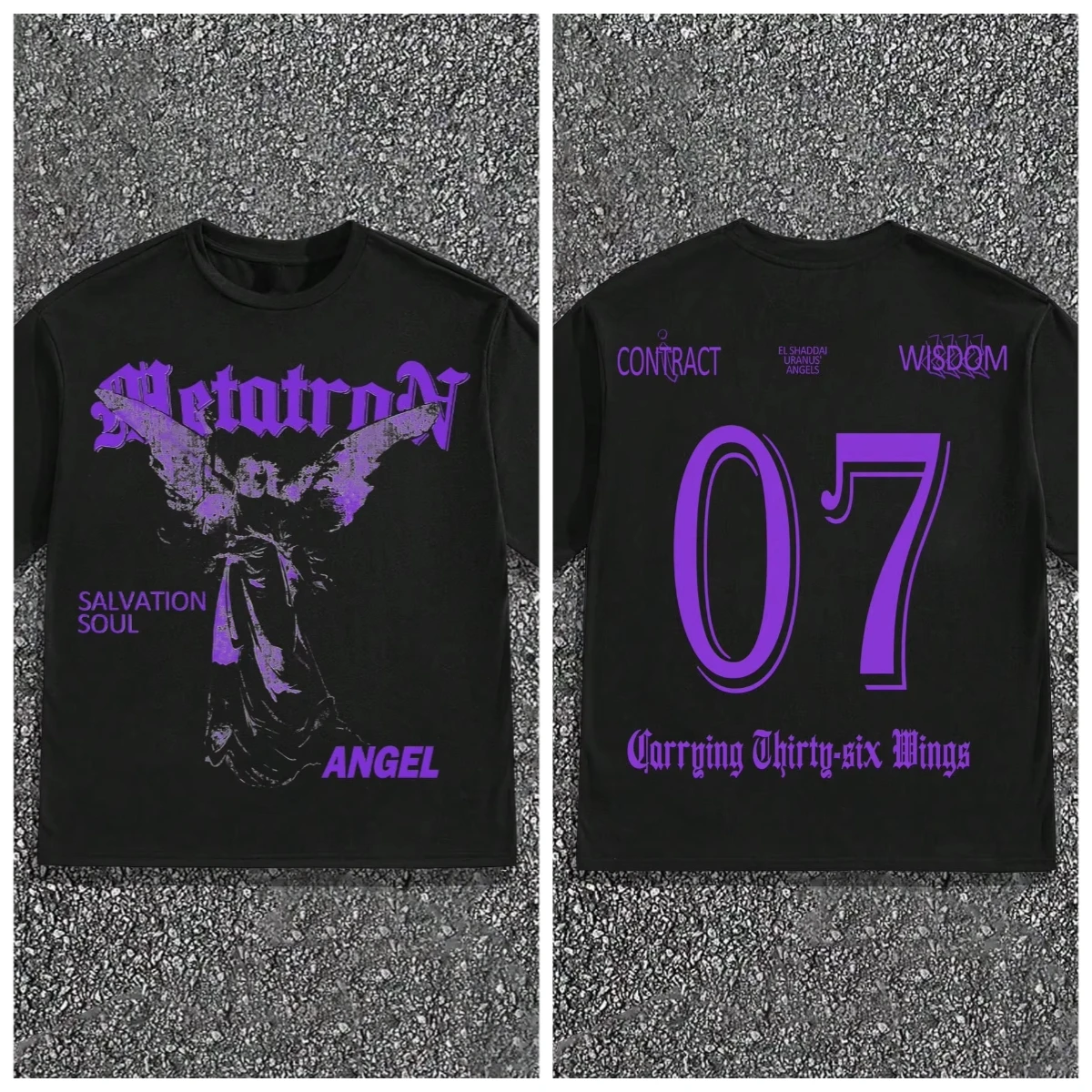 2026 Men Vintage Distressed Angel Graphic T Shirt Gothic Text Dark Aesthetic Streetwear Crewneck Tee