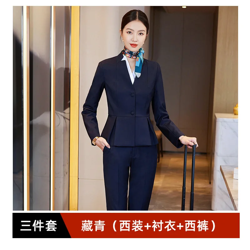 2024Spring Business Suit Set Blazer Waiter Workwear Customer Service Hotel Manager Front Desk Reception Uniform