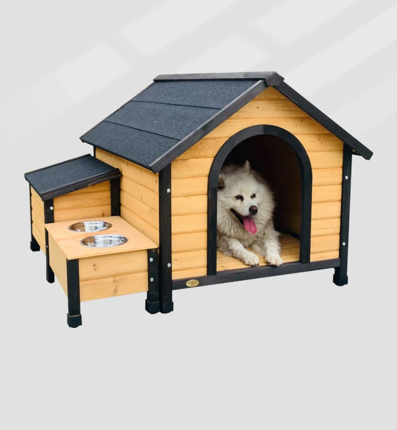 

Outdoor kennel small and medium-sized dogs stainless steel fence dog cage solid wood outdoor kennel rain-proof house villa