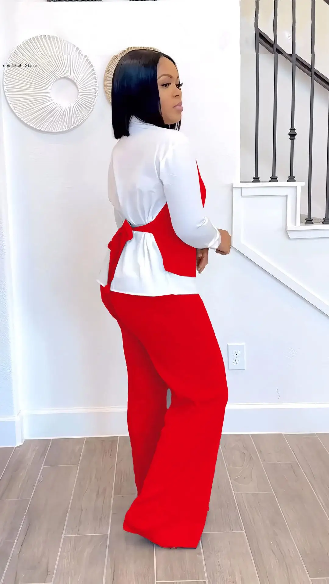 Causal Two 2 Piece Sets Outfits Tracksuit Women's Set Long Sleeve Vest Shirt and Wide Leg Sweatpants