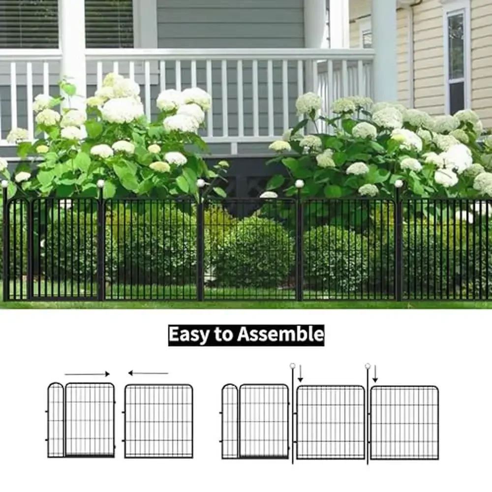 Heavy-Duty Stainless Steel Decorative Garden Metal Fence 36'' High Gate No Dig Dog Outdoor Barrier,17.8ft Long Panels Animal