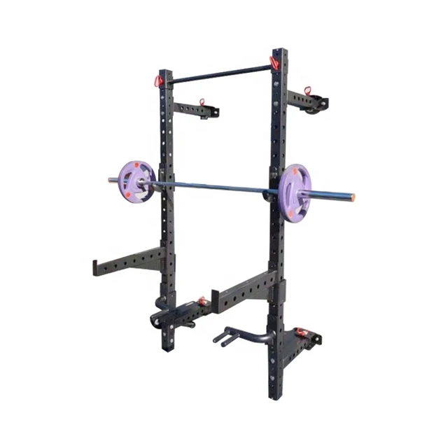 Gym equipment Wall Mount folding Squat power Rack with J hooks and spotter arms AliExpress