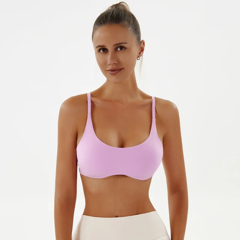 Solid Color Underwear Women Fitness Bra Yoga Vest Gym Sport Top Hollow Yoga Bras Back Push with Chest Pad Two Shoulder Straps