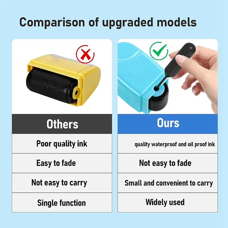 Upgraded 2PCS Dashed Handwriting Lines Roller Stamp Self-Inking Practice Line Roller Stamp With 3 Refills,Blue