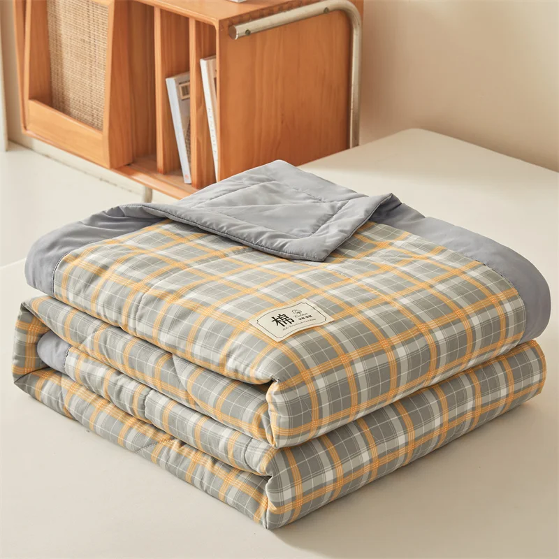 

Bonenjoy 1pc Thin Duvet for Summer Plaid Style Comforter Skin-friendly Quilt 냉감이불 Single/Double/Queen Size Bedspread