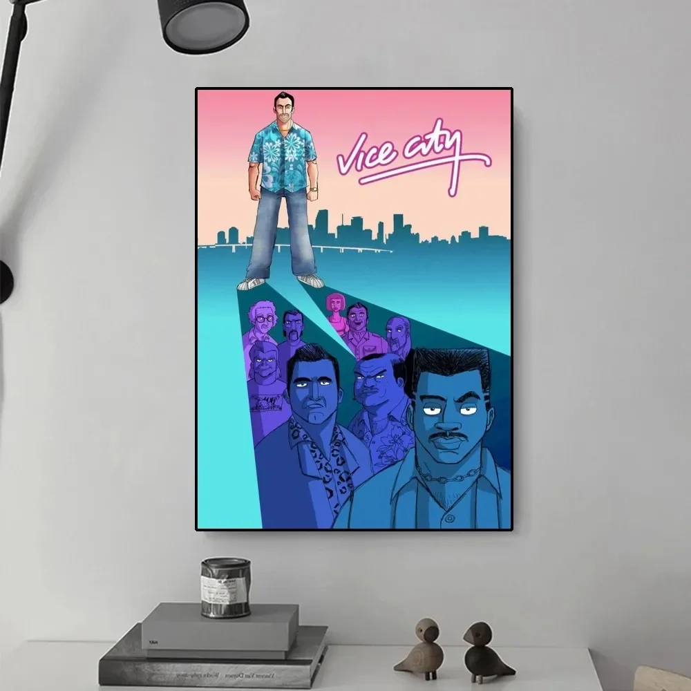ملصق قماش GTA Vice City - طباعة فنية جدارية مخصصة عالية الدقة لديكور المنزل