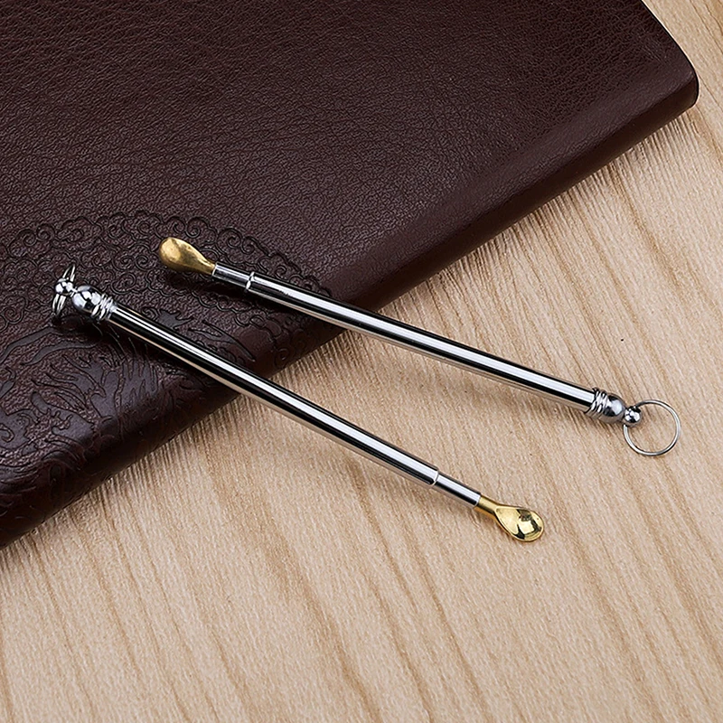 1pc Ear Spoons Retro Brass Scalable Portable Ear Cleaning Tool Ear Pick Ear Wax Remover Curette Cleaner Keychain Pendants
