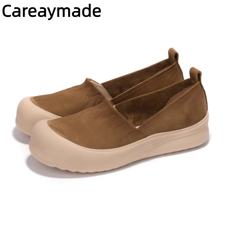 

Careaymade-женские туфли-бобы из воловьей кожи с верхним слоем, женская обувь на мягкой подошве на одной ноге, туфли из натуральной кожи на толстой подошве