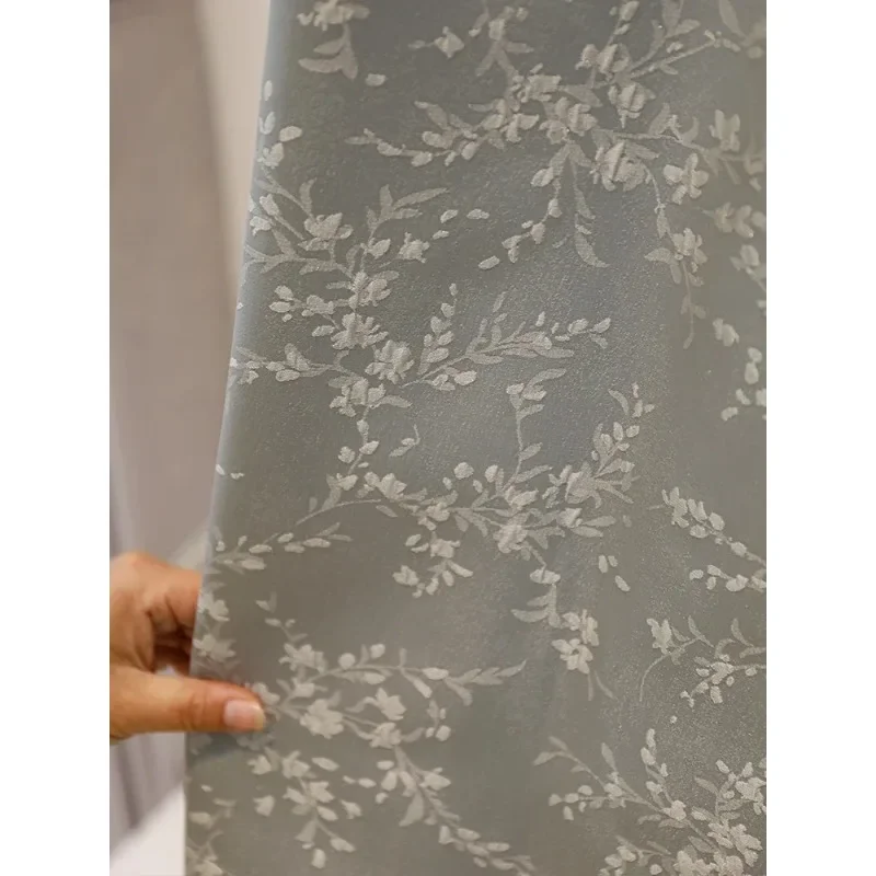 

Custom Size！！French New Blue and Gray Relief Embroidery Lace Splicing Curtains for Living Room Bedroom Window Elegant Decor