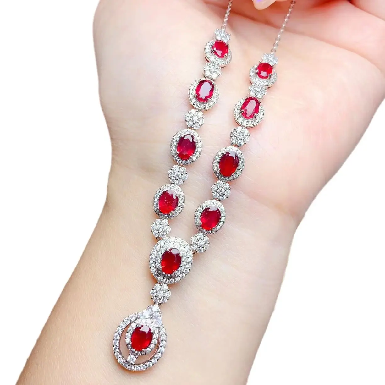 

ZECAA 925 Jewelry Woman Ruby Necklace Pendant With Natural Ruby Gemstone 4*6mm S925 Silver Ruby Necklace Pendant Jewelry