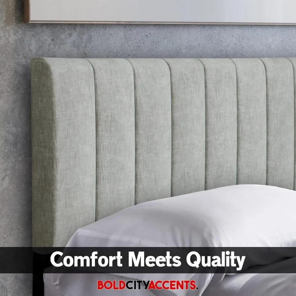 لوح رأسي منجد عمودي متوسط الارتفاع من كال كينج/كينج - لوح رأسي بارتفاع قابل للتعديل لغرفة النوم - إطار سرير أو جدار #5