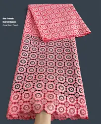 High Quality Neat Embroidered Cord Lace Soft African Guipure Fabric Traditional Cupion Garment Perfect Occasional Wear 5 Yards