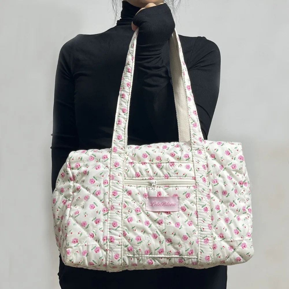 Korean Style Stroller Organizer Bags Flower Multi-pocket Floral Mummy Bag Baby Care Storage Large Capacity Single Shoulder Bag