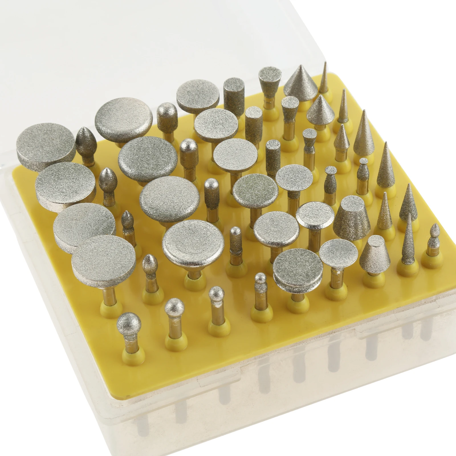 50Pcs 3.17mm 1/8"Shank Diamond Coated Rotary Grinding Head Carving Grinding Burrs Drill Set for Dremel Rotary Tool Abrasive Tool