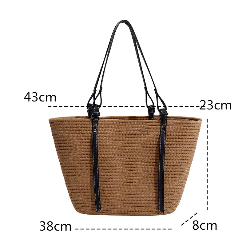 Women Straw Woven Shoulder Bag Summer Woven Pouch for Female Handmade Traveling Handbag Underarm Bag Ladies Braided Basket Bag