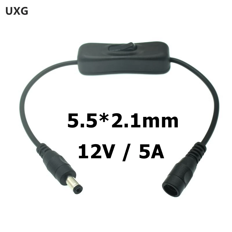 

12V 5A 5.5 X 2.1 Mm DC Power Plug Female To Male Power Cable Connector On-Off Switch Extension Cable 30CM For LED Strip Light