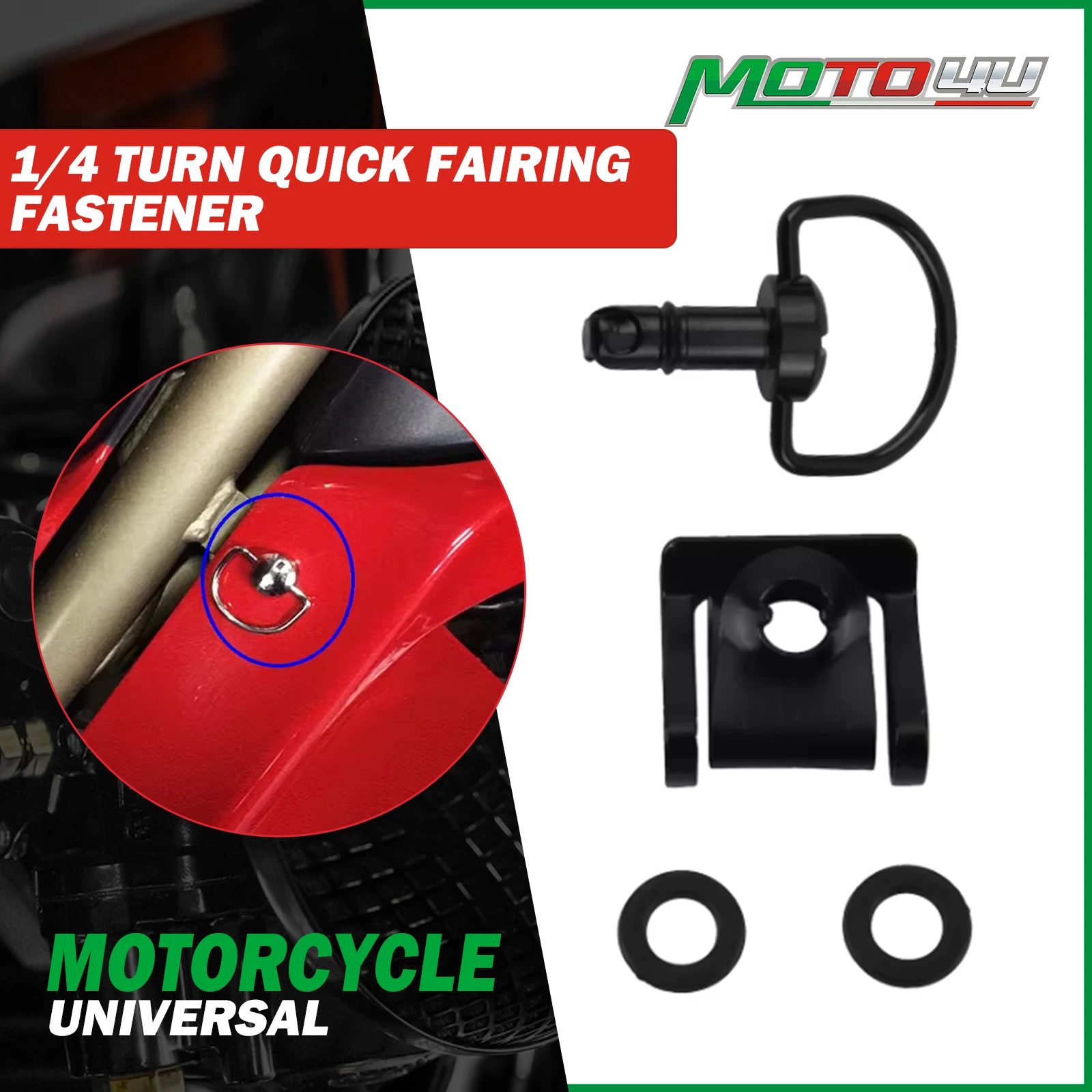 

1/4 Turn Quick Fairing Fastener Universal Motorcycle Modification Accessories Racing Quick Lock Turn Fairing Black Fasteners