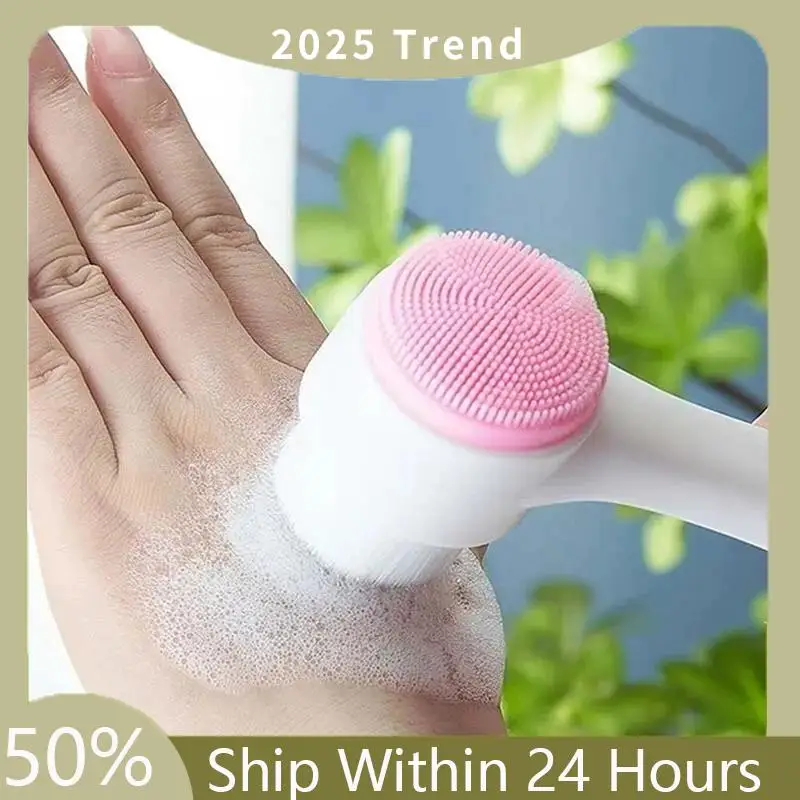 A75X Top 3D Double-Sided Facial Cleanser, Manual Massage Facial Brush, Soft Bristle Double-Sided Facial Cleanser