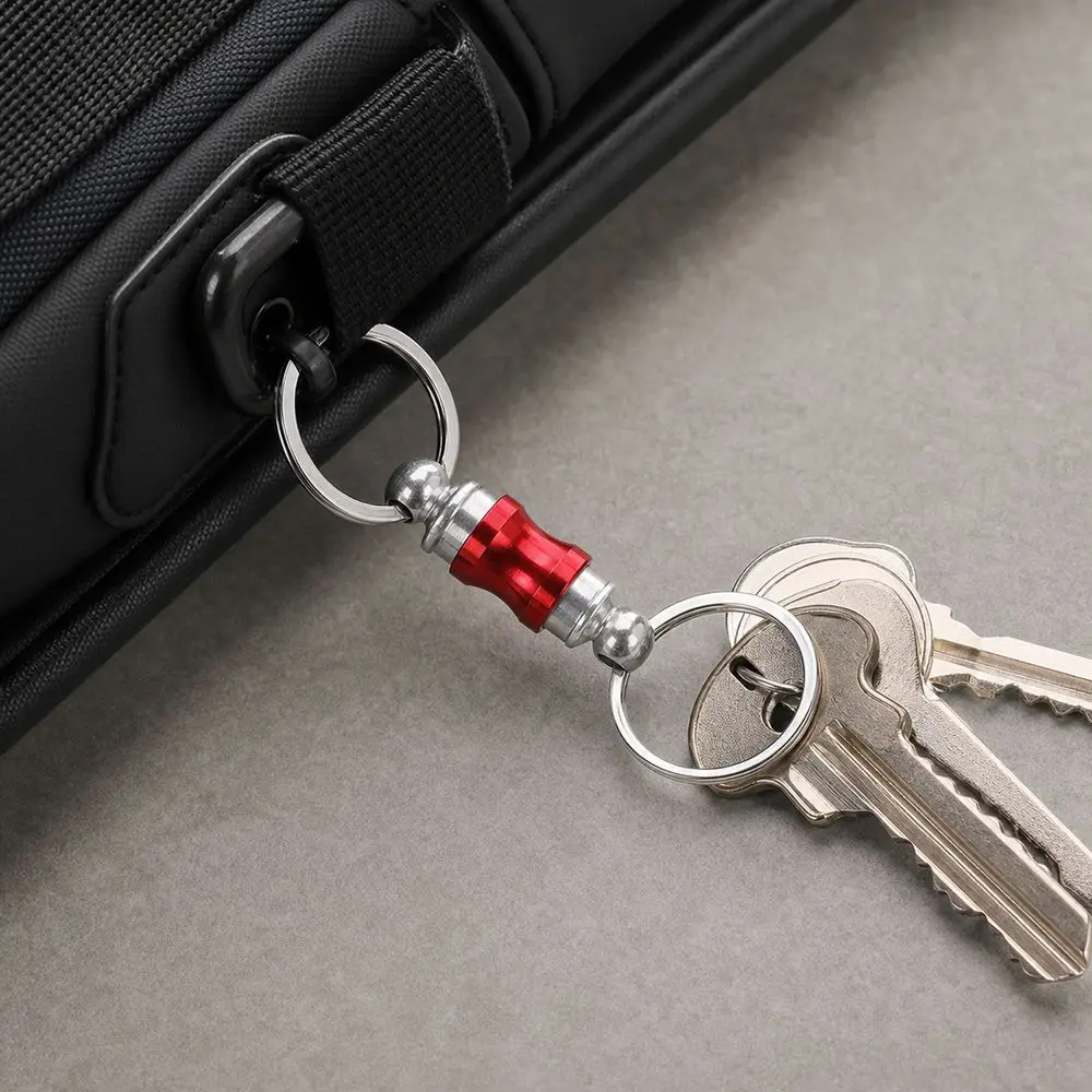Double Headed Quick Release Keychain 360° Rotation Aluminum Alloy Detachable Keychain Compact Mini Pull Apart Key Rings EDC Tool