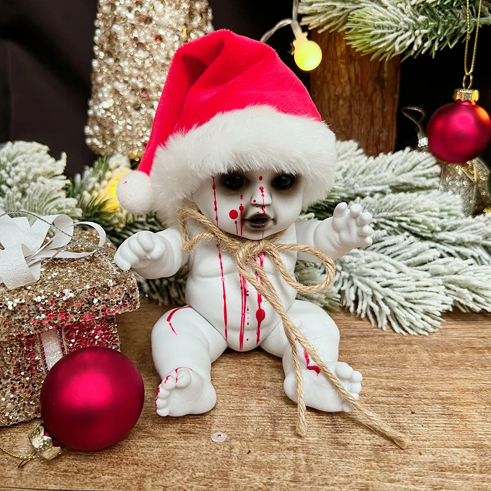 2025 Babyvakantiecadeaus 20 cm Bebe-pop Kerstpoppen Levensechte herboren zombiepoppen versierd met horror herboren pop Anime-pop