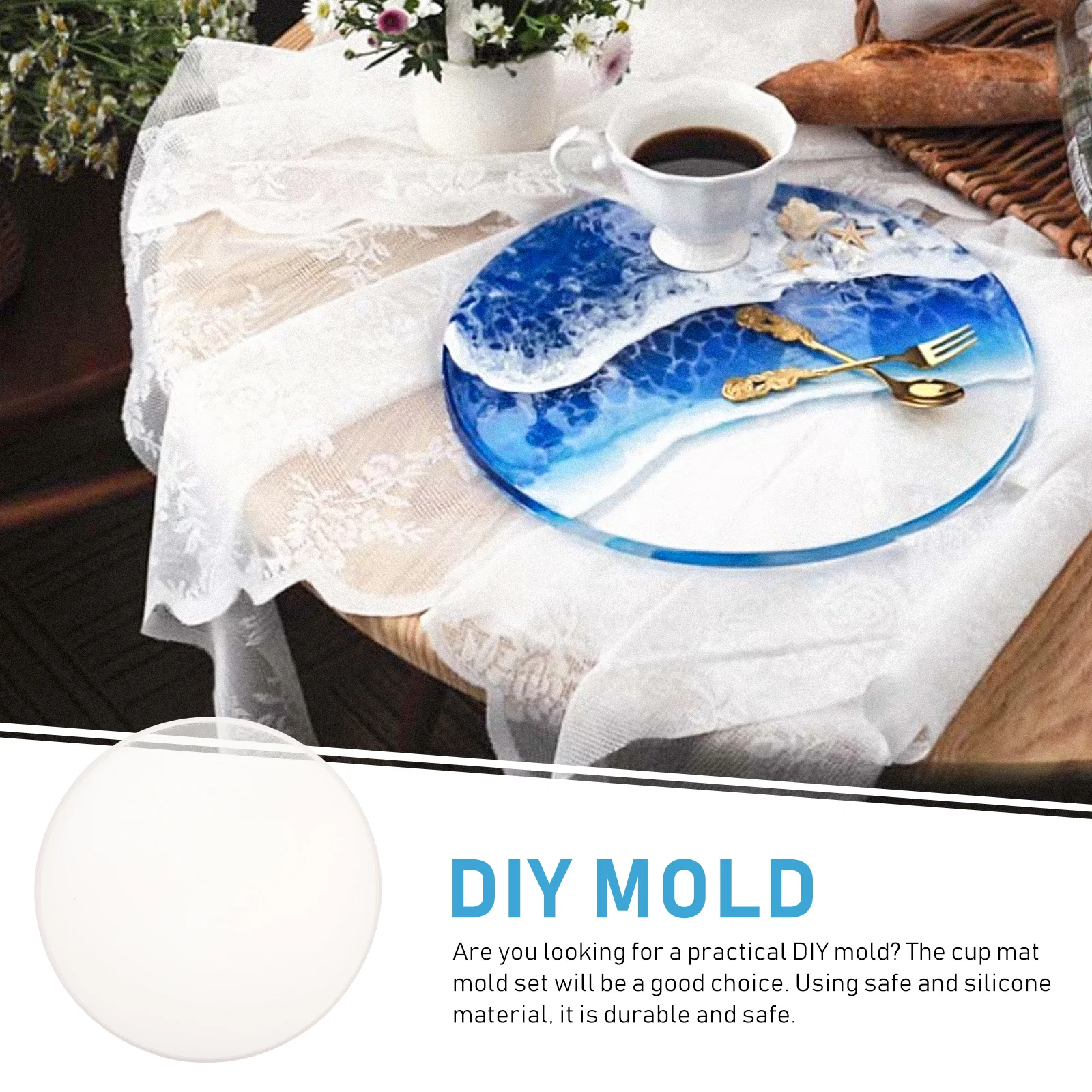 

Silicone Epoxy Mold Round Tray Plate Diy Coaster Craft Tool Cup Mat Making Mold Large Durable Premium Material Wine Coffee Cup