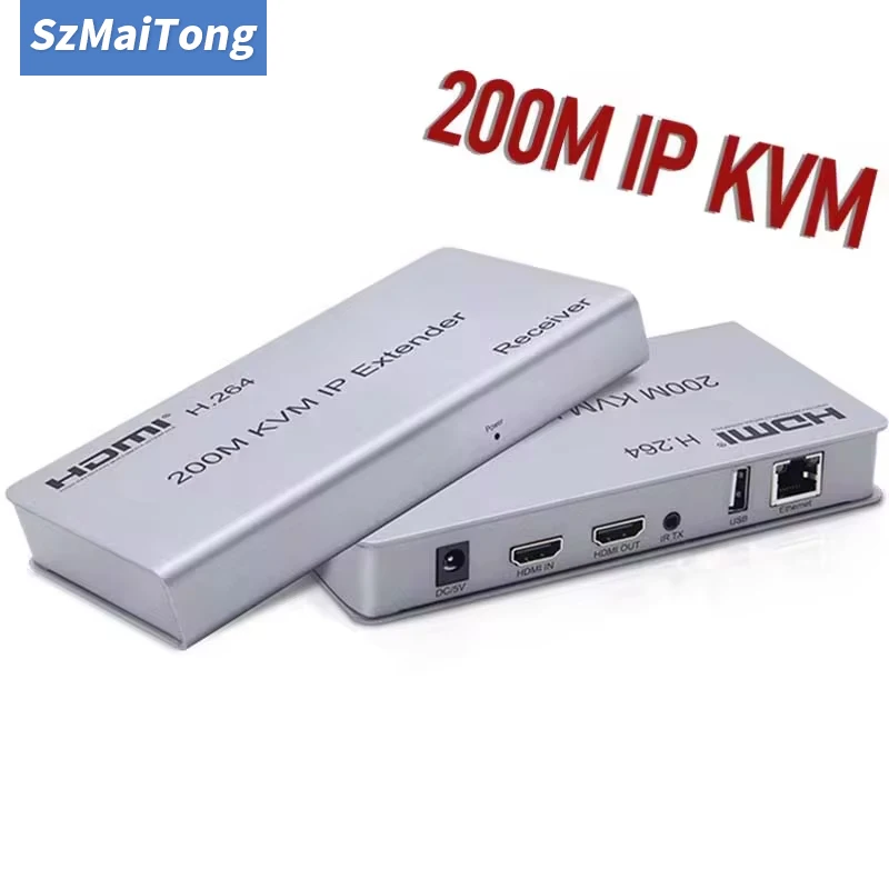 200M IP HDMI KVM Extender RJ45 Ethernet Lan Network Cable 1080P HDMI USB Extender Muitlpoint Cascade Support USB Mouse Keyboard