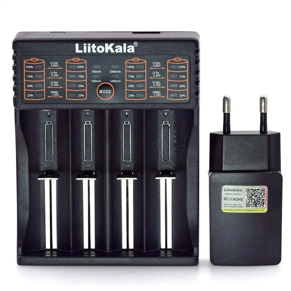Liitokala Lii-402 18650 3.7V 3.2V LiFePO4 3.85V 26650 20700 14500 21700 25500 1.2V NiMH Lithium Rechargeable Battery Charger