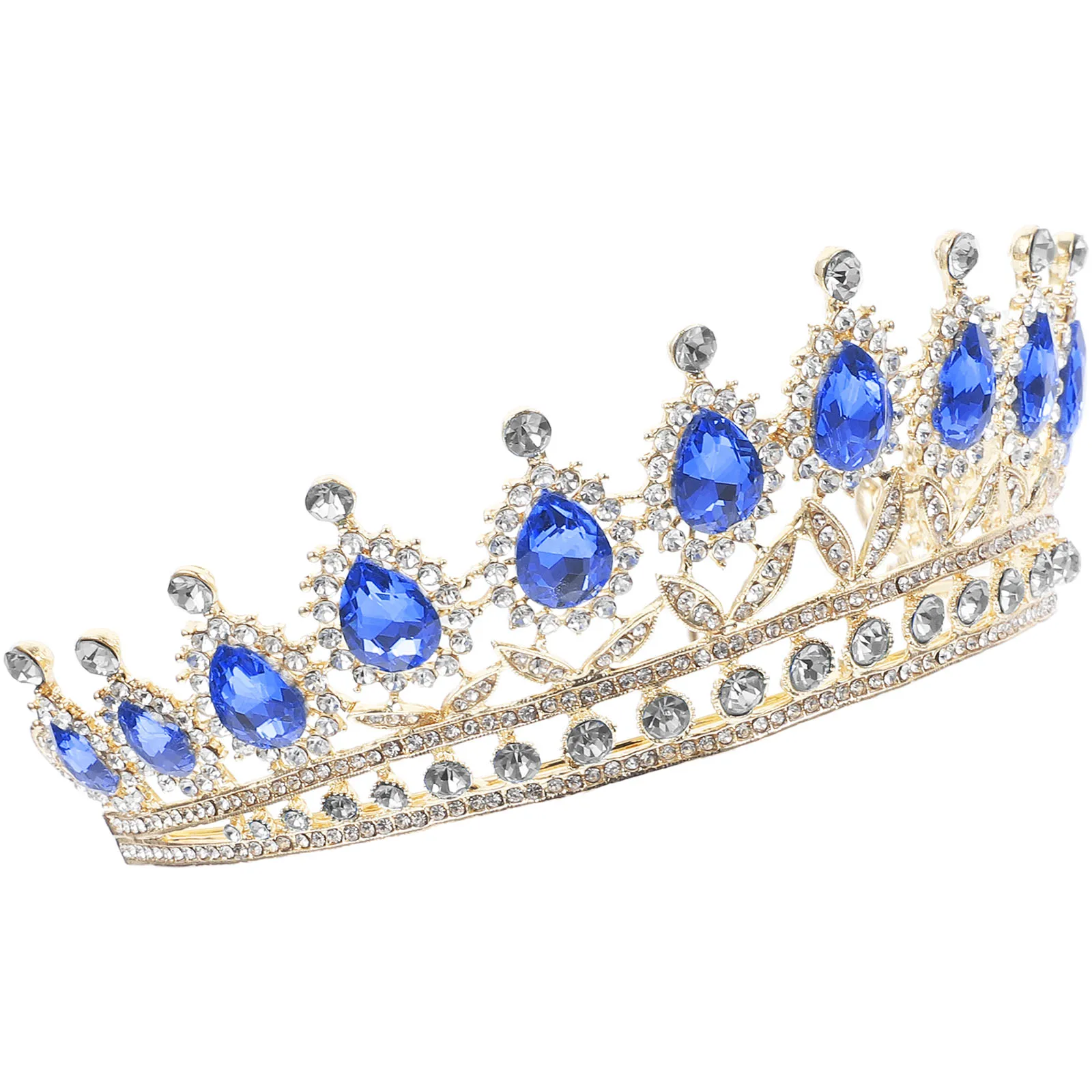 

1 шт., корона принцессы, повязка на голову со стразами, синяя свадебная повязка для волос для свадебной вечеринки, головной убор с каплями воды, элегантная корона