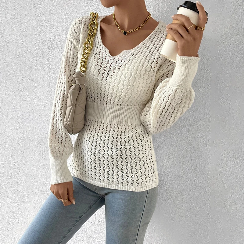 Designer Clothing Women's Knitted Sweater Hollow Design Women's