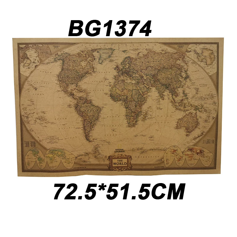 1 Pcs English poster Vintage decoration Student school stylistic teaching geography atlas Science fiction movie treasure map image 3