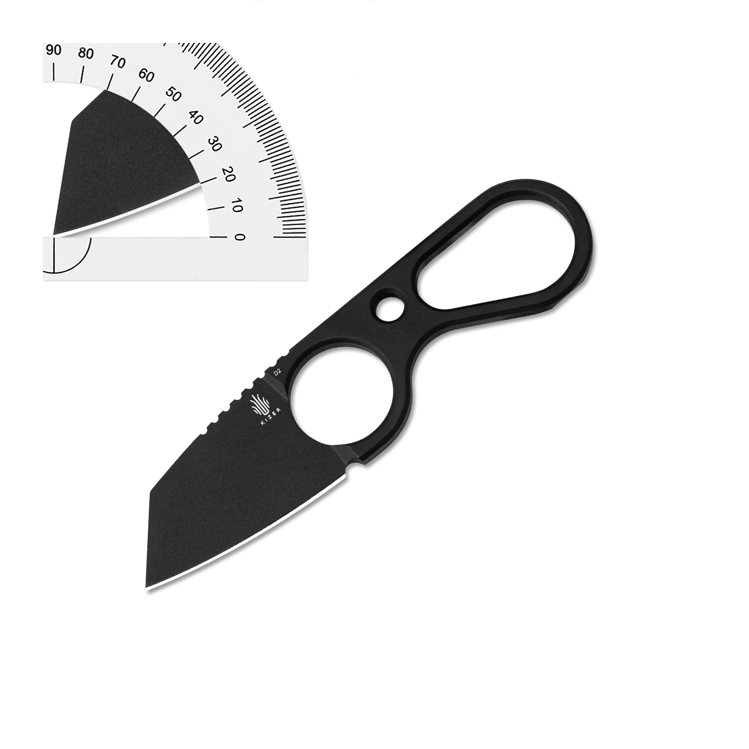 Imagem -03 - Kizer-mini Canivete Faca de Lâmina Fixa 1061a1 a2 d2 Lâmina d2 Handle Mini Tactical Knife Edc