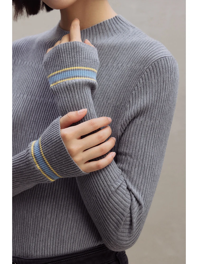 ZIQIAO Half Turtleneck Pullovers All-match Simple New Women's Autumn and Winter Slim Fit Knitted Tops Cozy Sweater 23ZQ94309