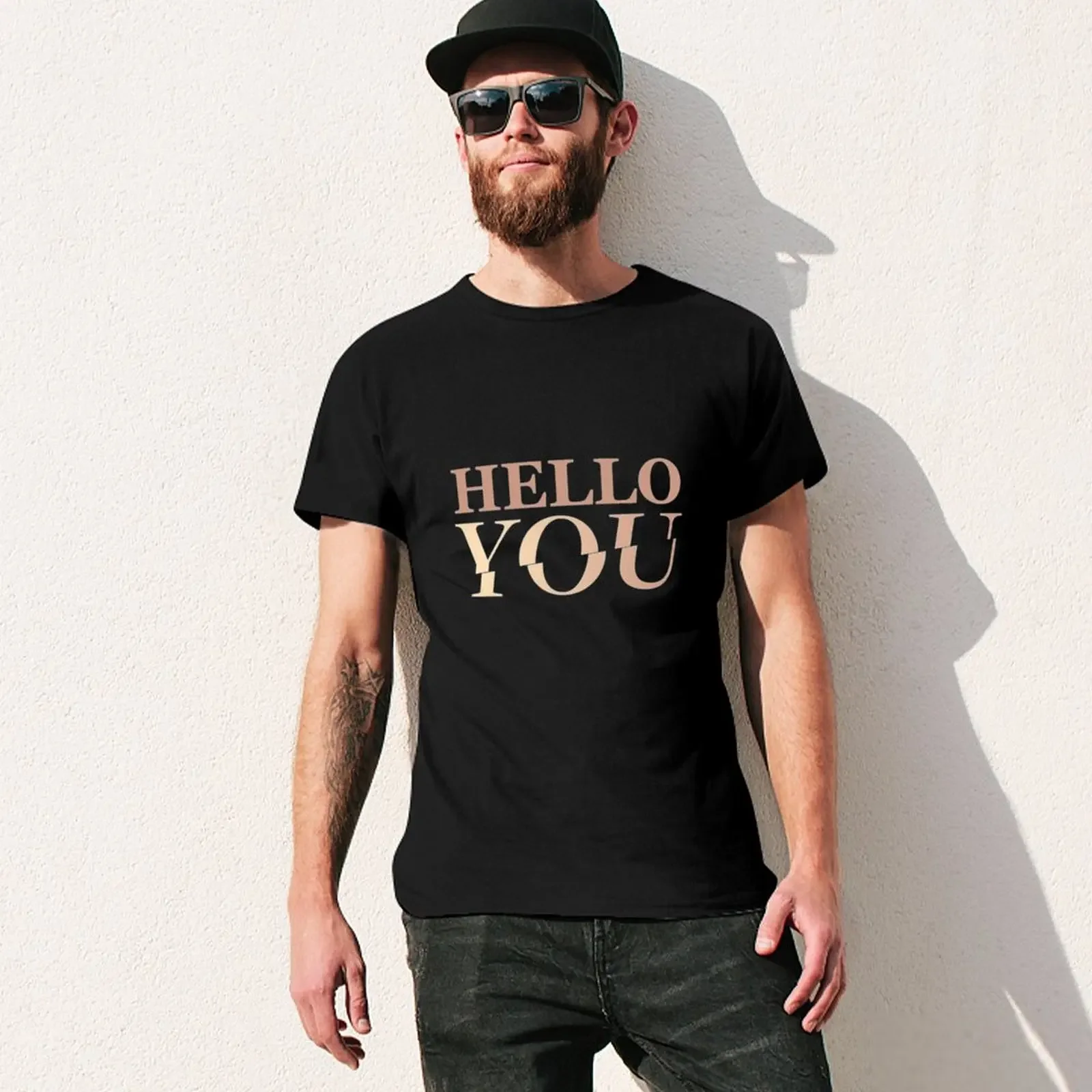 Camiseta de algodón de Joe Goldberg Hello You para hombre, camisetas en blanco de verano, camisetas personalizadas