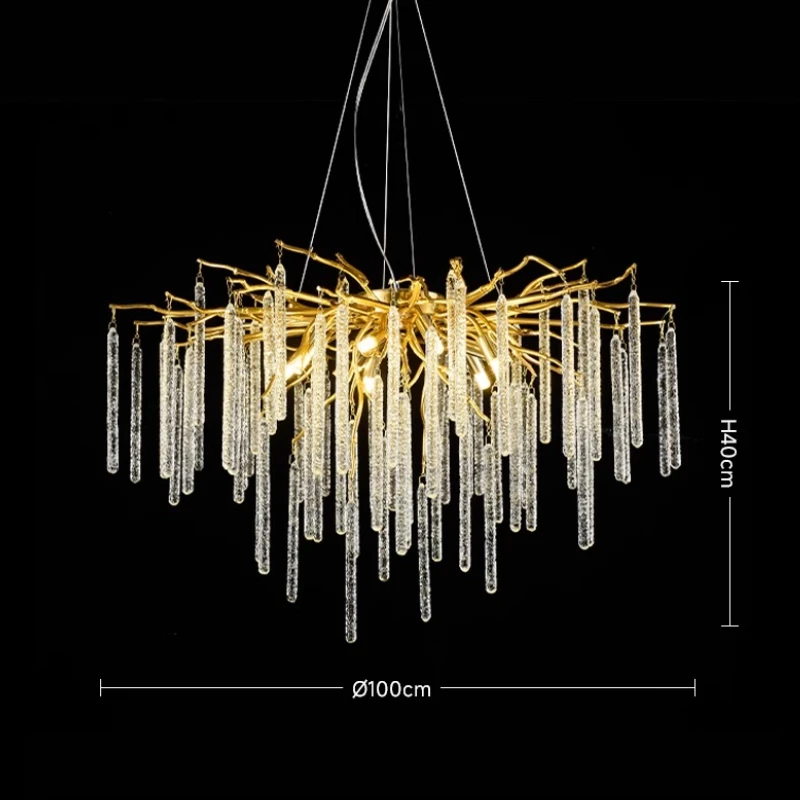 Роскошные золотые хрустальные люстры для потолка, декор гостиной, вестибюль отеля, столовой, дома, ветки, светодиодные подвесные светильники, светильник