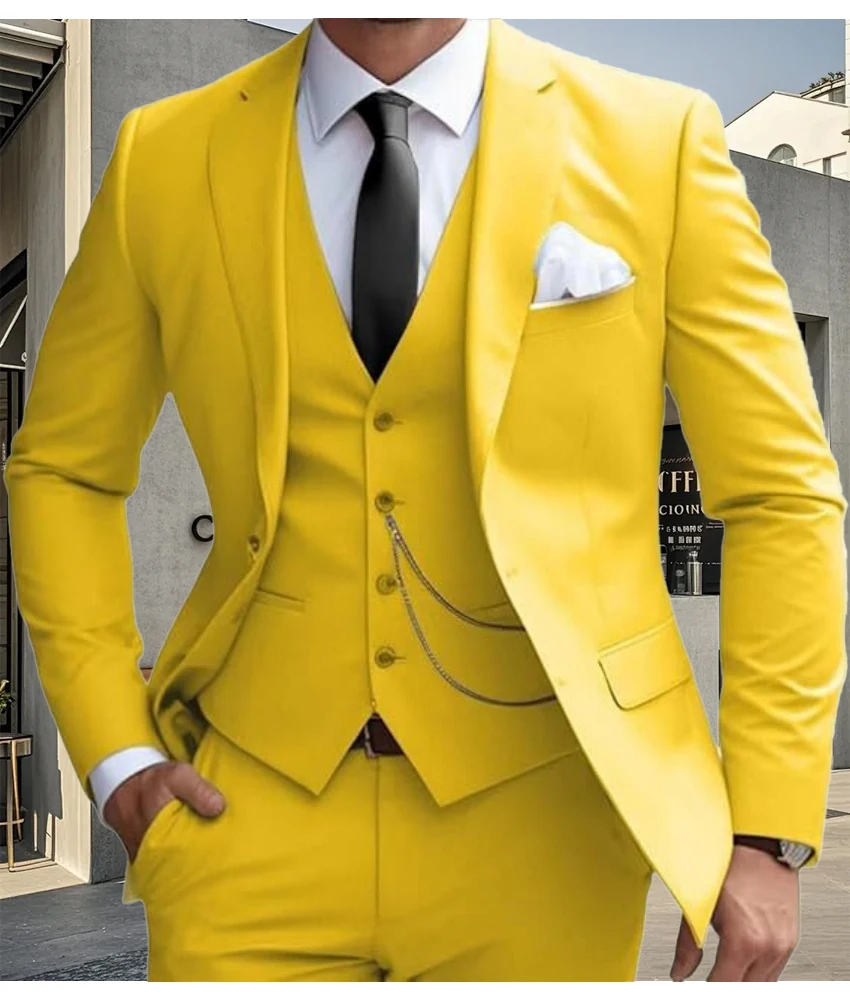 

Men's 3 Piece Suit Business Casual Slim Fit Jacket+Vest+Pants Groom Wedding Best Man Tuxedo Fashion Formal Wear