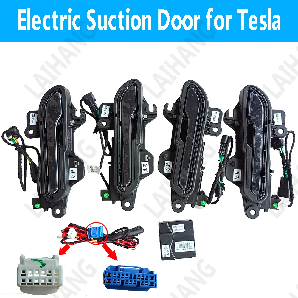 

Car Door Handle for Tesla Model 3 YElectric Luminous Handles Smart Auto Electric Suction Door Soft Closing Opening Anti Pinch