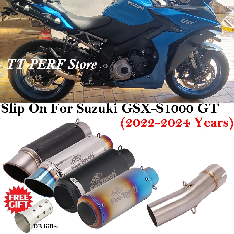 

Для Suzuki GSX-S1000 1000 GT 2022 2023 2024 мотоциклетные системы, глушитель выхлопной системы, углеродное волокно, 51 мм, средняя труба DB Killer