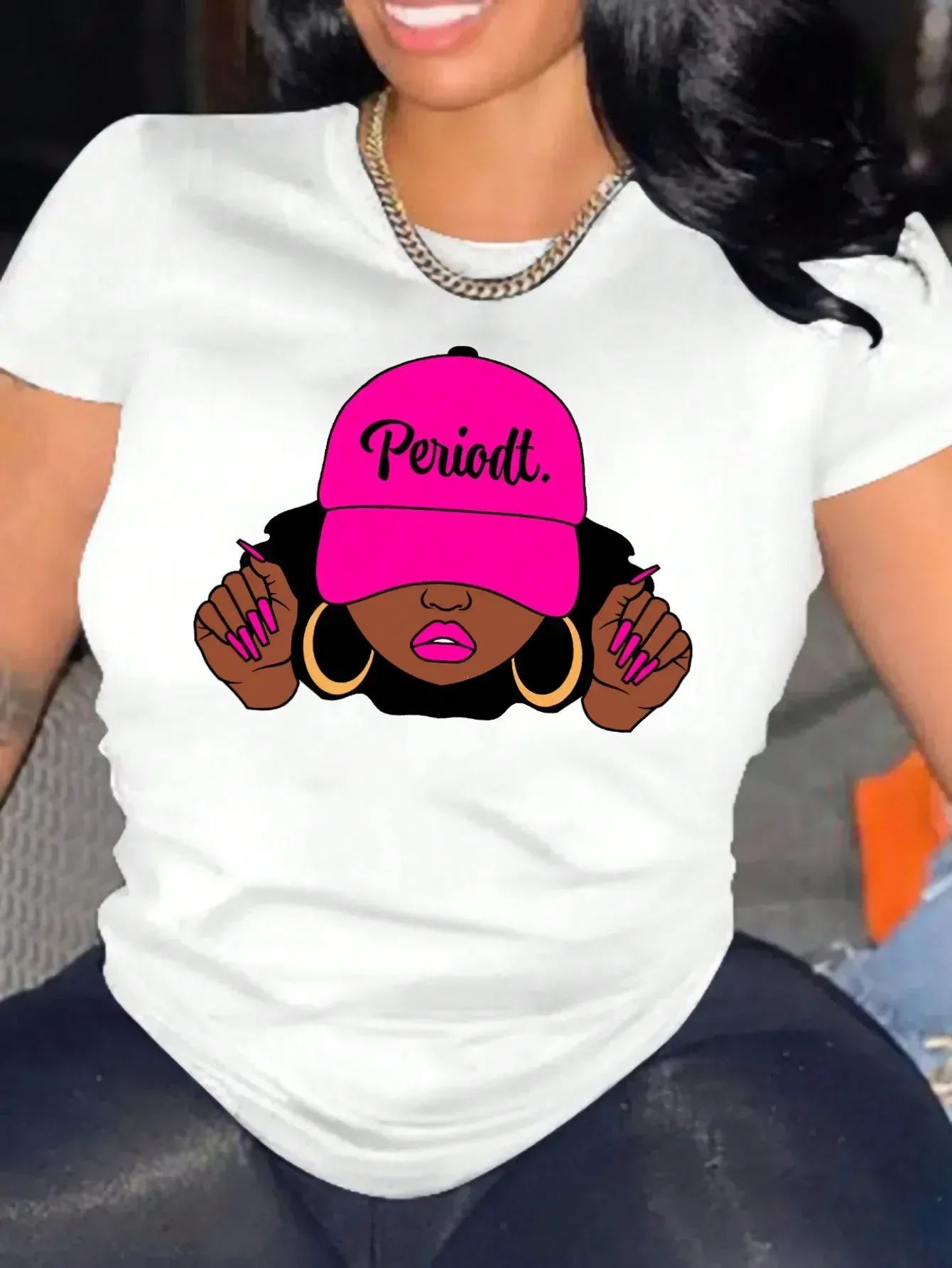 Summer Essential High Quality Women's Casual T-shirt Black Queen Afro Dripping Art Street Fashion 2026 Kids Fashion